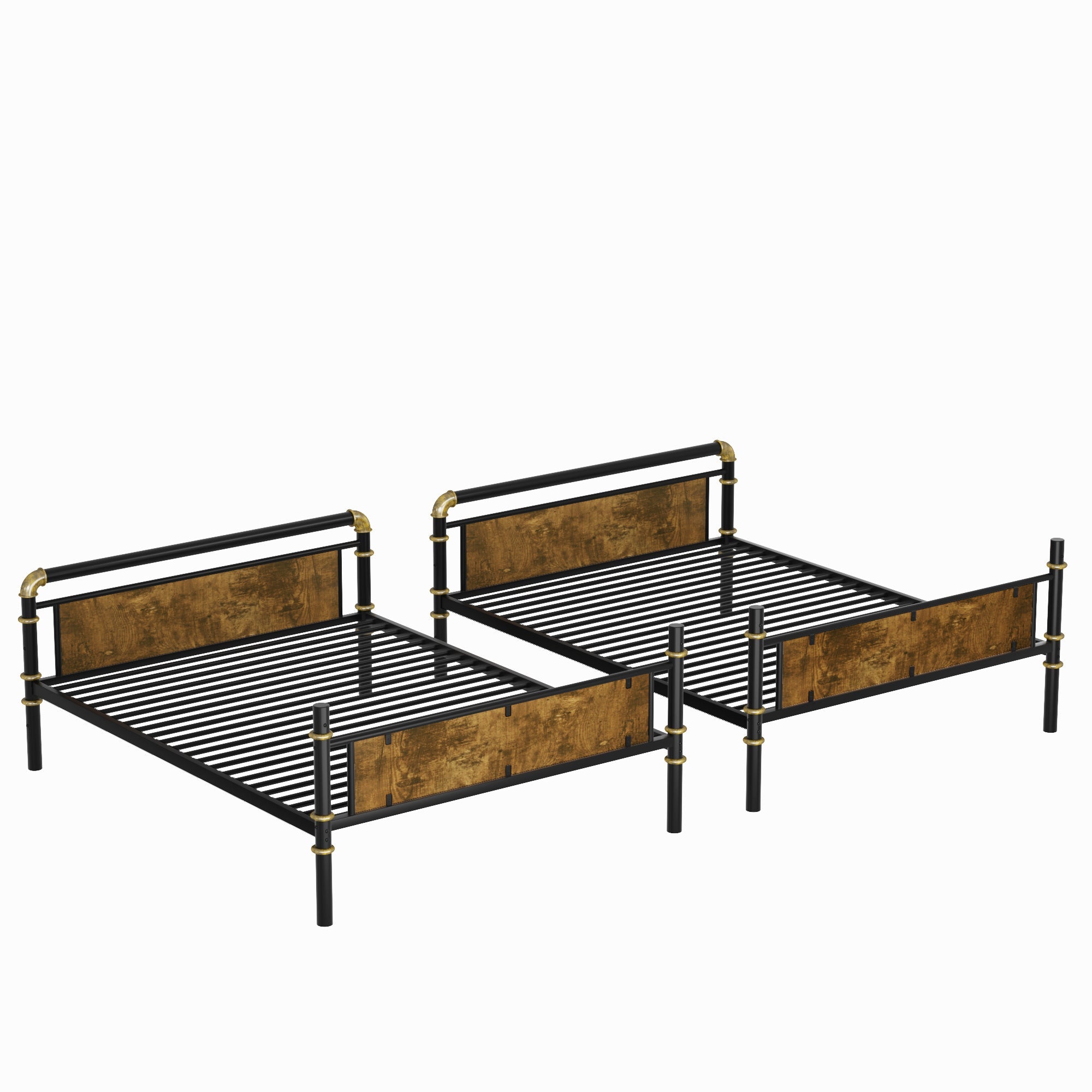 IronLoft™ – Twin XL Metal Bunk Bed with Rustic Wood US Warehouse Only