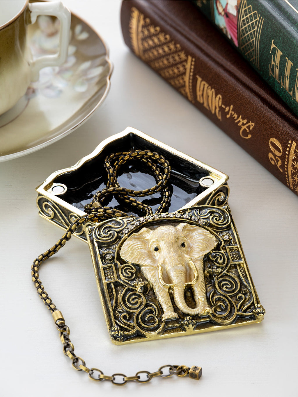 Brown and Gold trinket Box Elephant