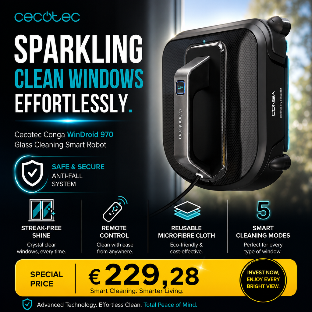 Glass Cleaning Smart Robot Cecotec Conga WinDroid 970 Black