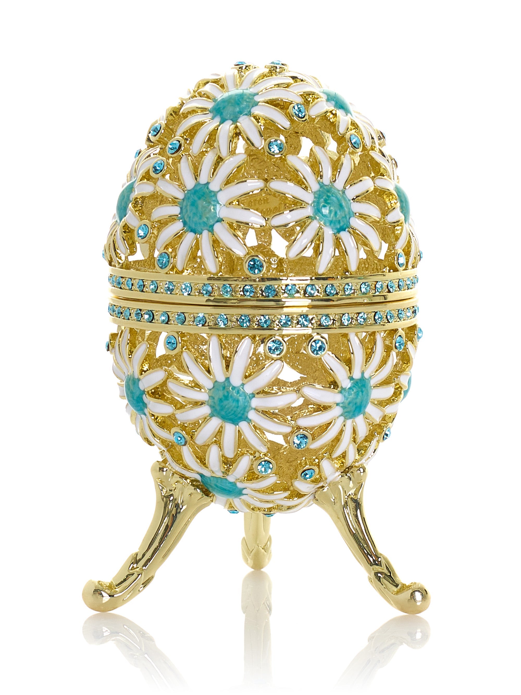 Gold Easter Egg with Blue and White Flowers