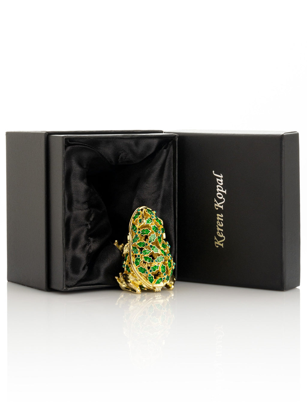 Gold & Green Frog Trinket Box