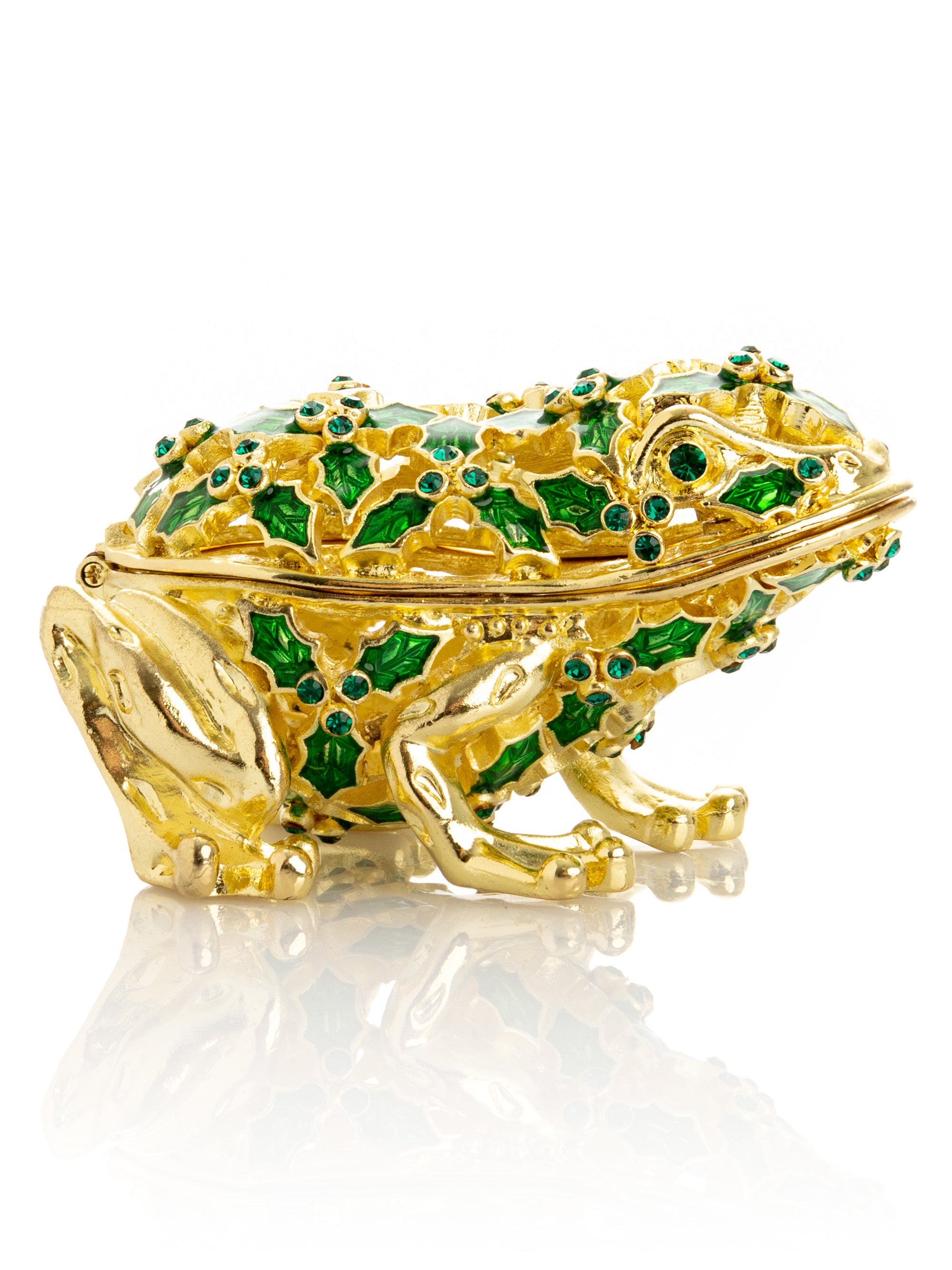 Gold & Green Frog Trinket Box