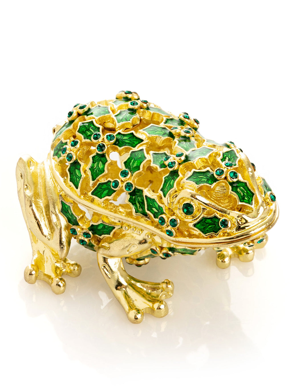 Gold & Green Frog Trinket Box