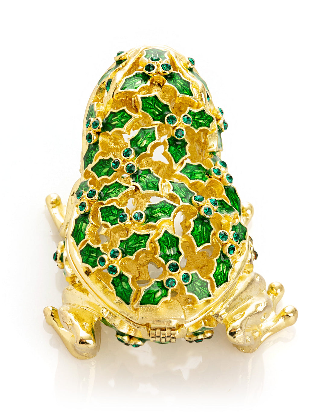 Gold & Green Frog Trinket Box