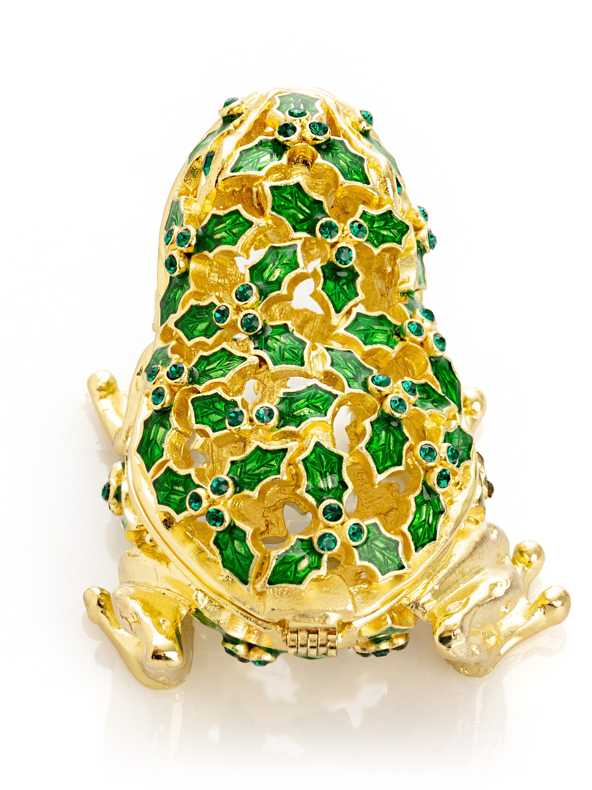 Gold & Green Frog Trinket Box