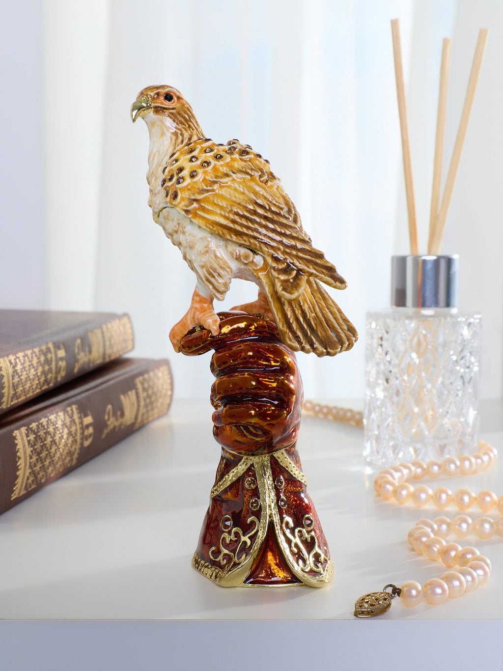 Majestic Eagle on Tree Trunk Trinket Box