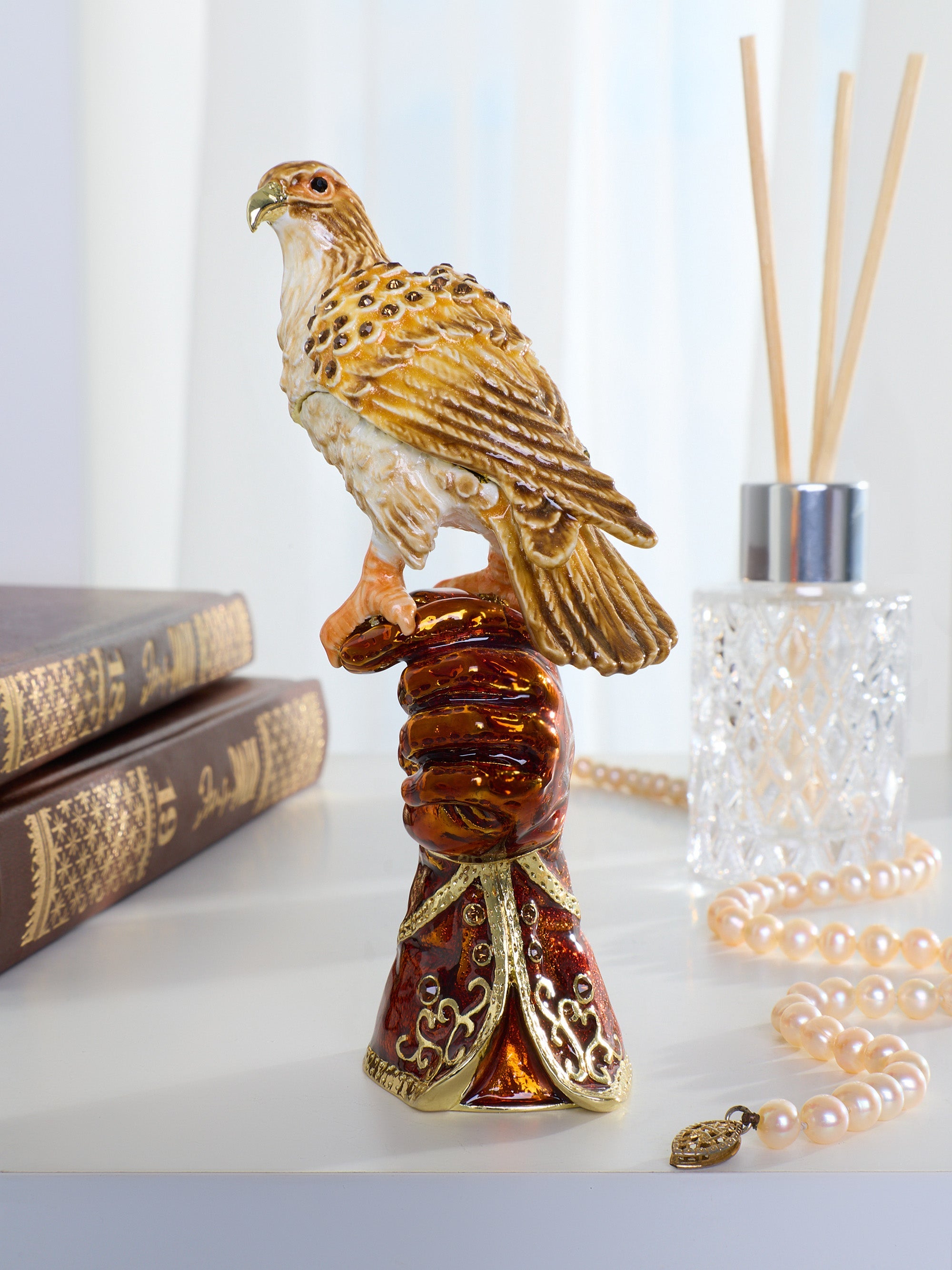 Majestic Eagle on Tree Trunk Trinket Box