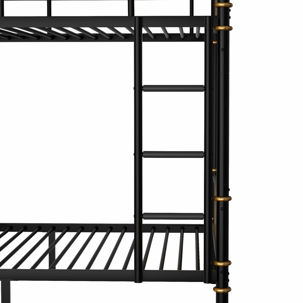 IronLoft™ – Twin XL Metal Bunk Bed with Rustic Wood US Warehouse Only