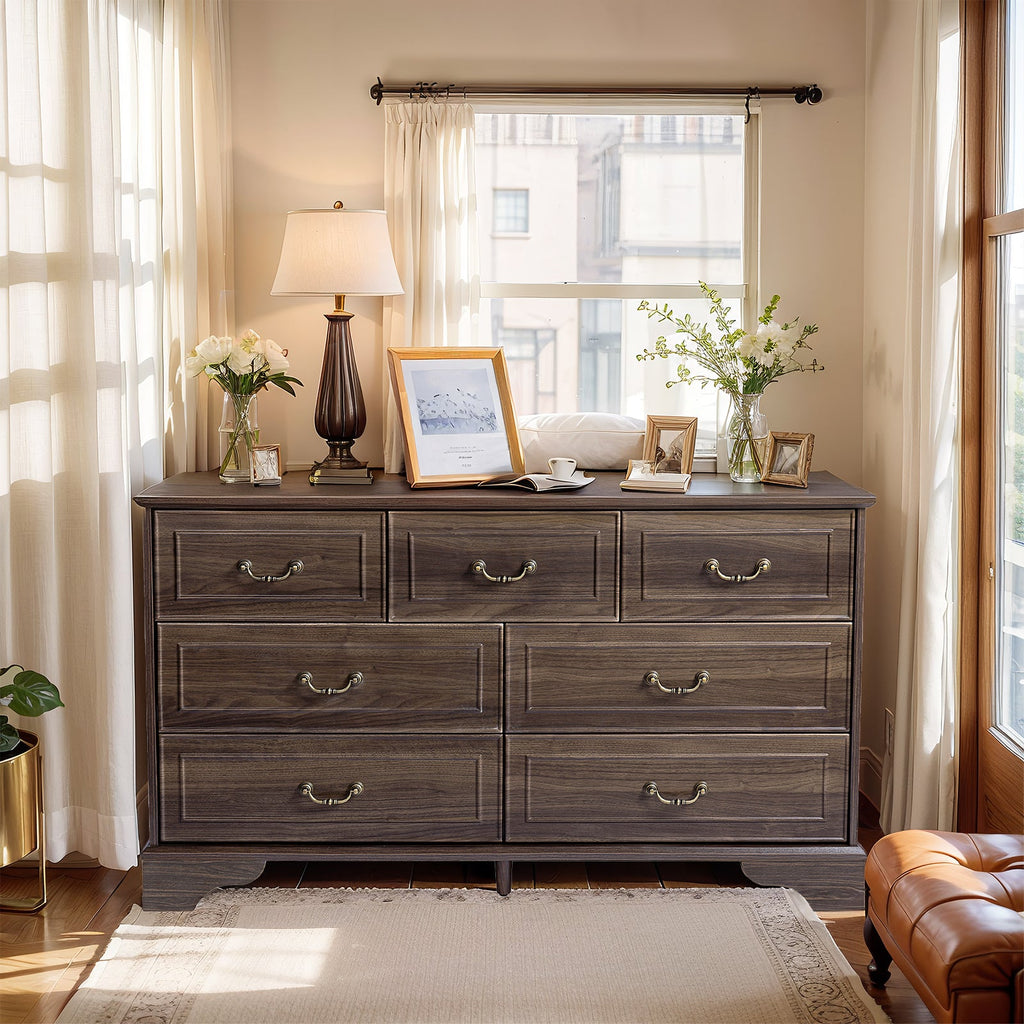 Lunelux™ – 7-Drawer Chest of Drawers (P2 MDF, Walnut Finish)