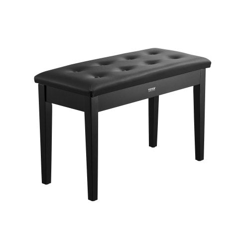 Duet Piano Keyboard Bench Storage Padded Seat Wooden Vanity Bookcase