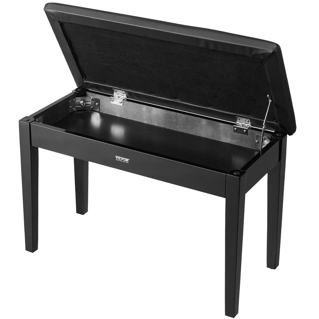 Duet Piano Keyboard Bench Storage Padded Seat Wooden Vanity Bookcase