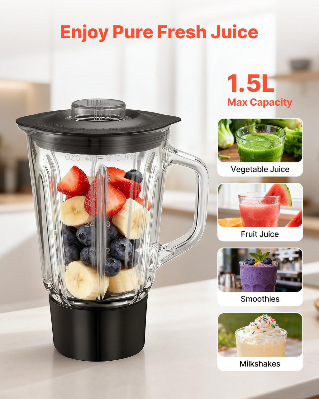 Stand Mixer, 5.7 L Electric Kitchen Mixer, 1500W Dough-Mixer, 6+P