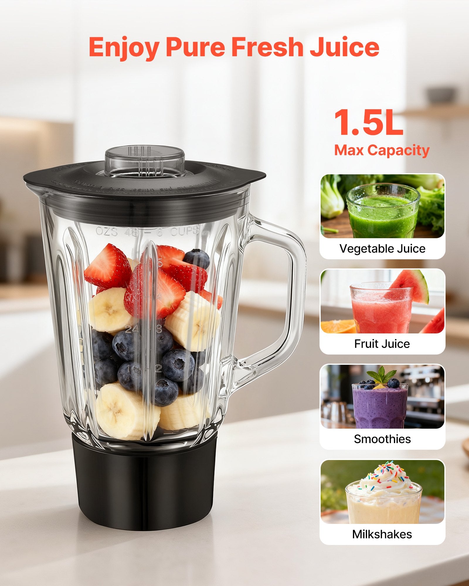 Stand Mixer, 5.7 L Electric Kitchen Mixer, 1500W Dough-Mixer, 6+P