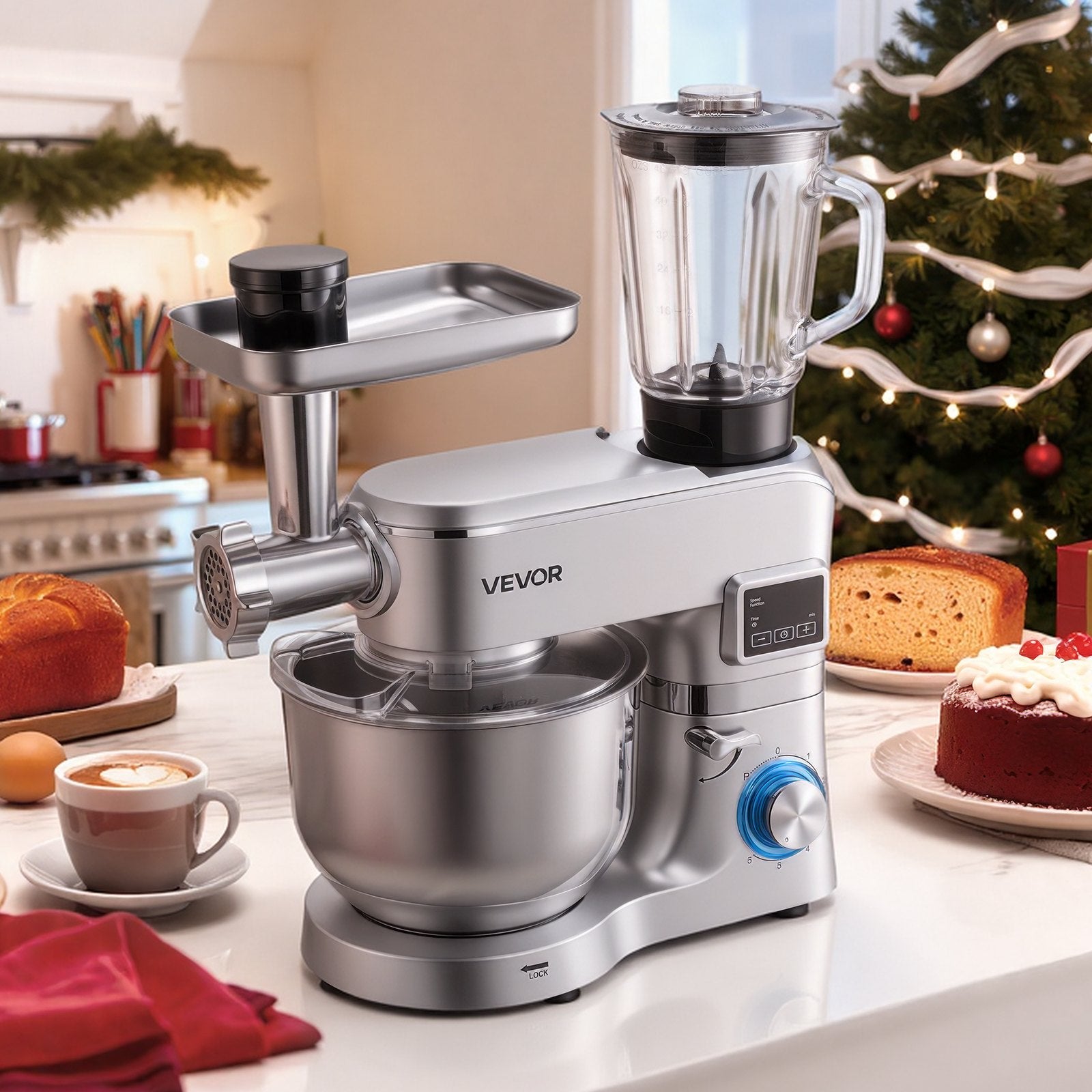 Stand Mixer, 5.7 L Electric Kitchen Mixer, 1500W Dough-Mixer, 6+P