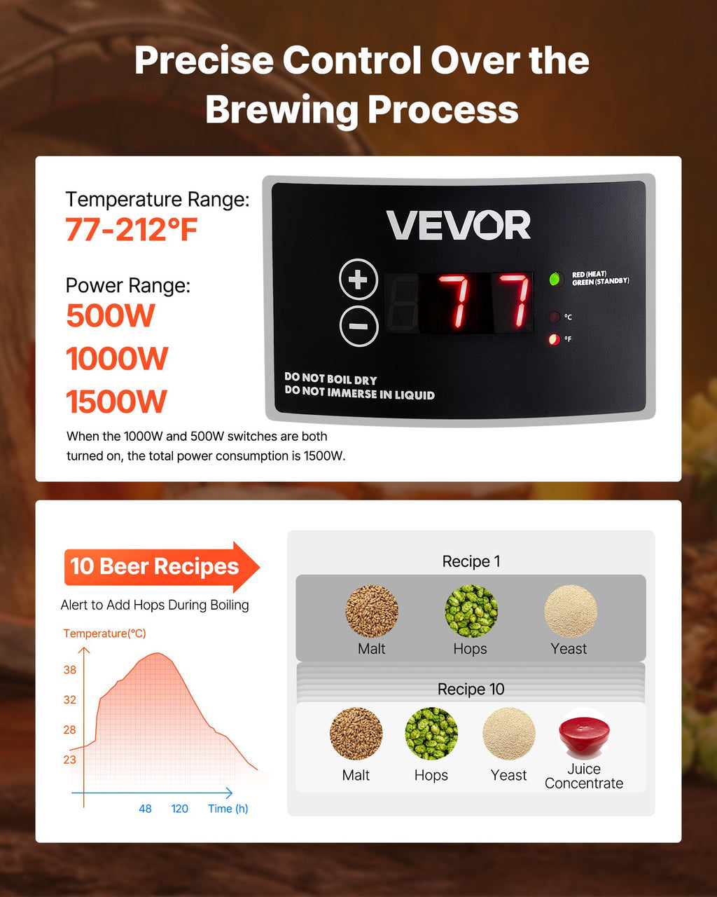 Electric Brewing System, 8 Gal/30L Brewing Pot Home Beer Brewer, 304