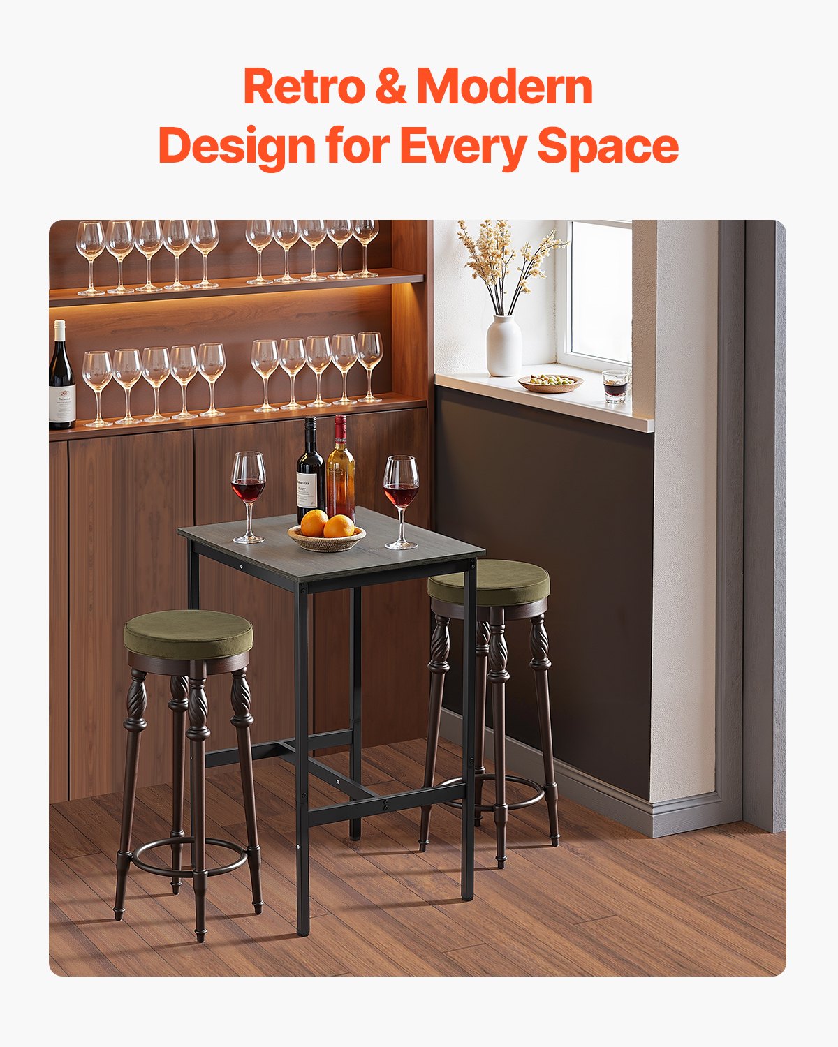 Bar Table, Sturdy Metal Frame High Top Pub Table, Small Kitchen