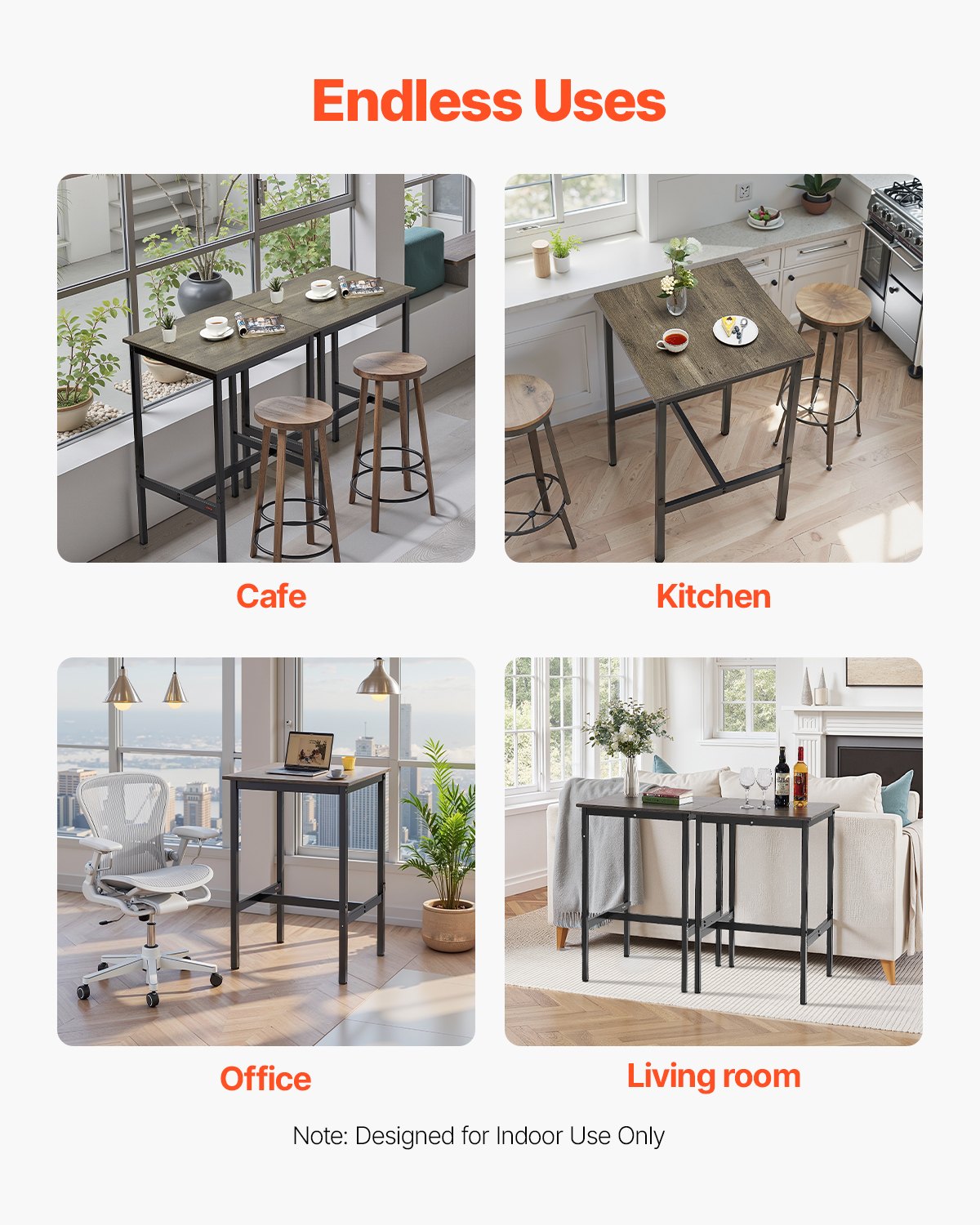 Bar Table, Sturdy Metal Frame High Top Pub Table, Small Kitchen