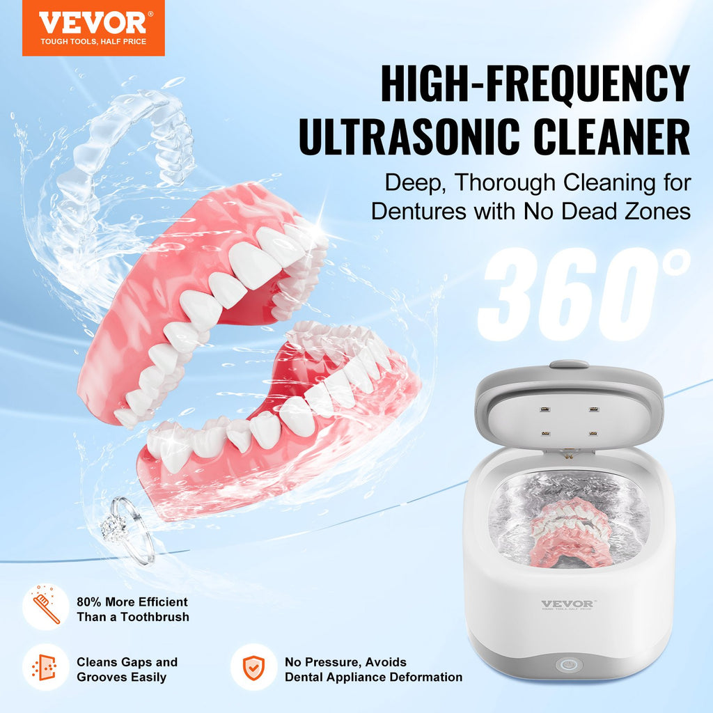 Sonic Cleaner for Dentures, 200ML Retainer Cleaner Machine, 30W