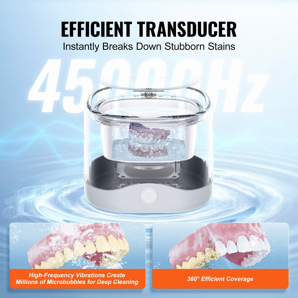 Sonic Cleaner for Dentures, 200ML Retainer Cleaner Machine, 30W