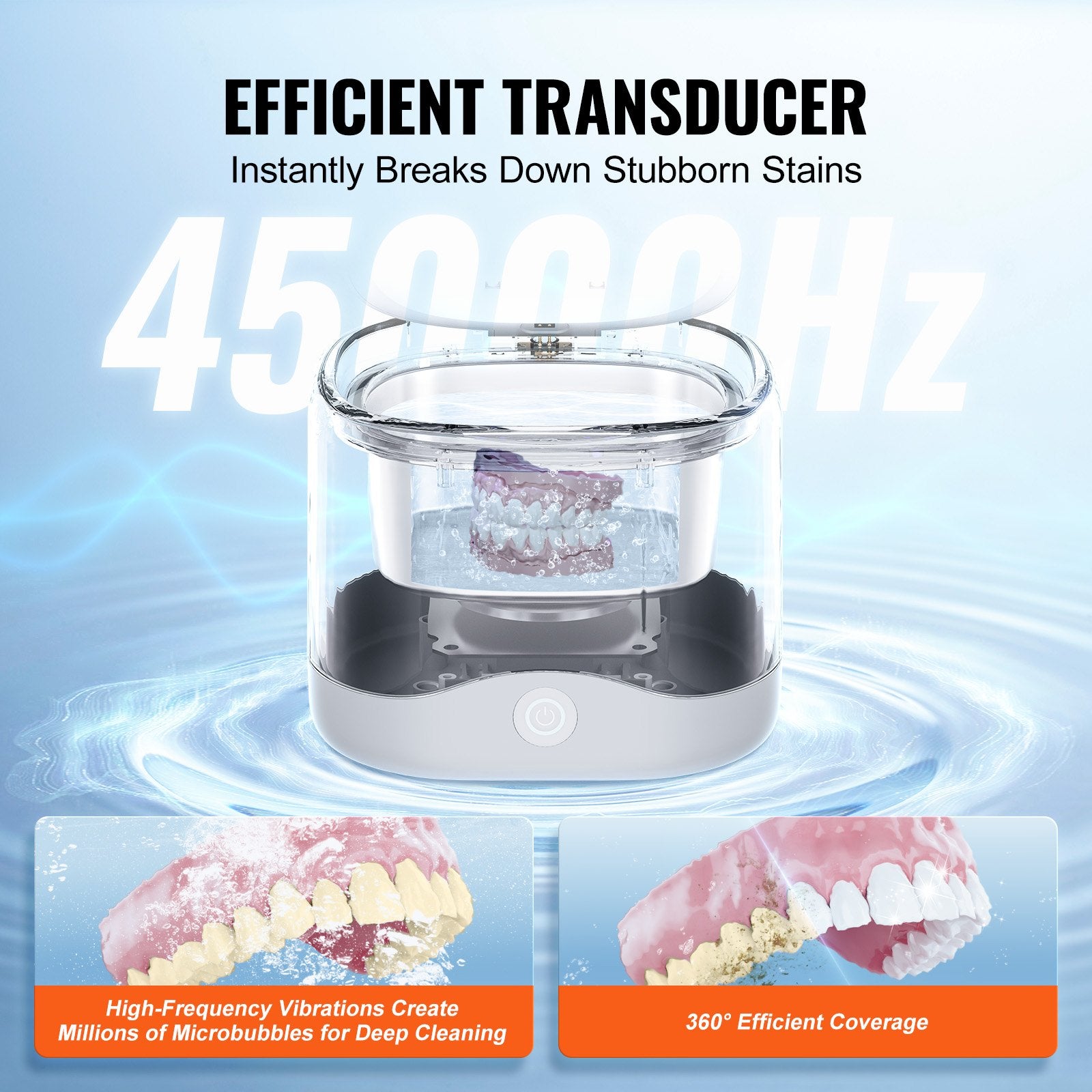 Sonic Cleaner for Dentures, 200ML Retainer Cleaner Machine, 30W