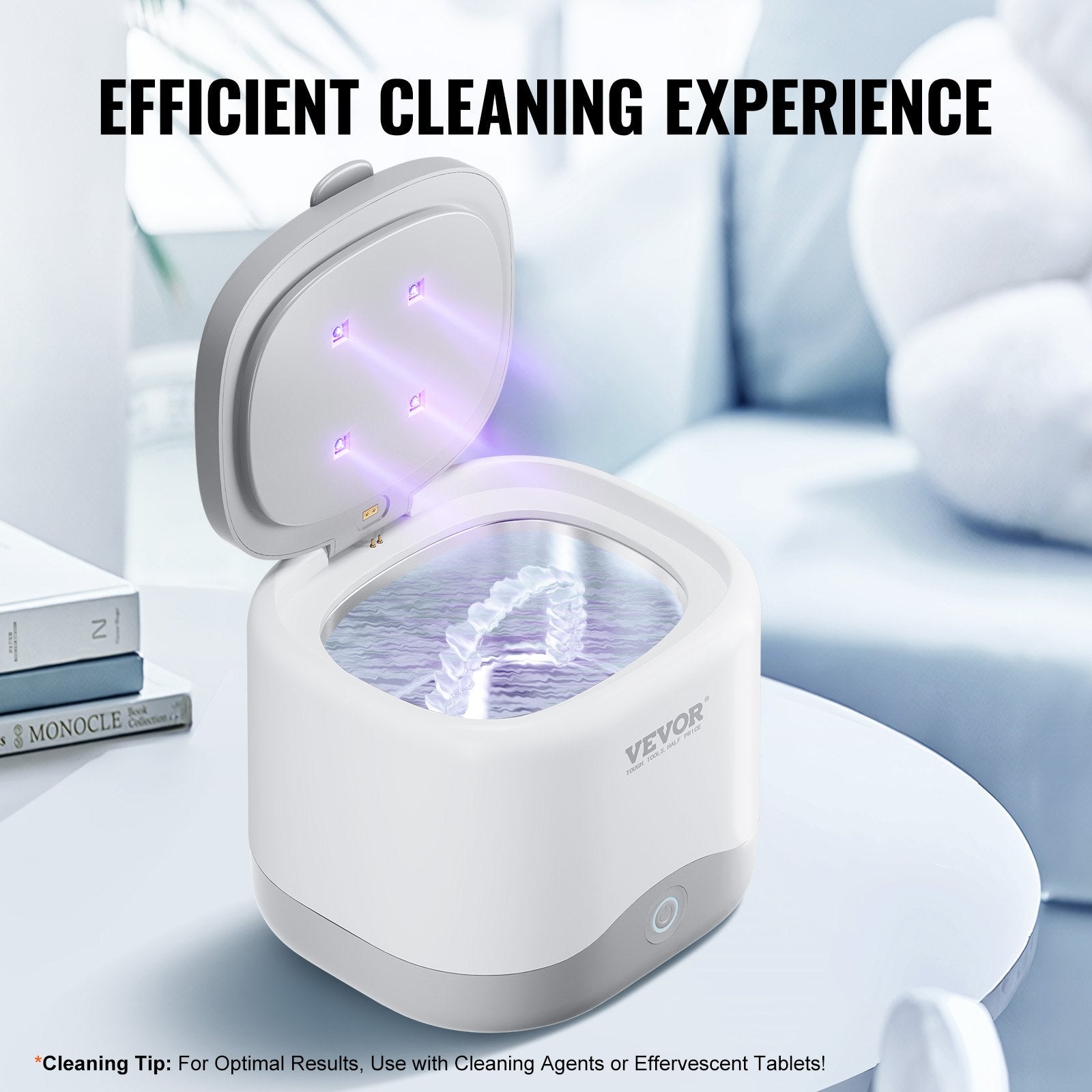 Sonic Cleaner for Dentures, 200ML Retainer Cleaner Machine, 30W