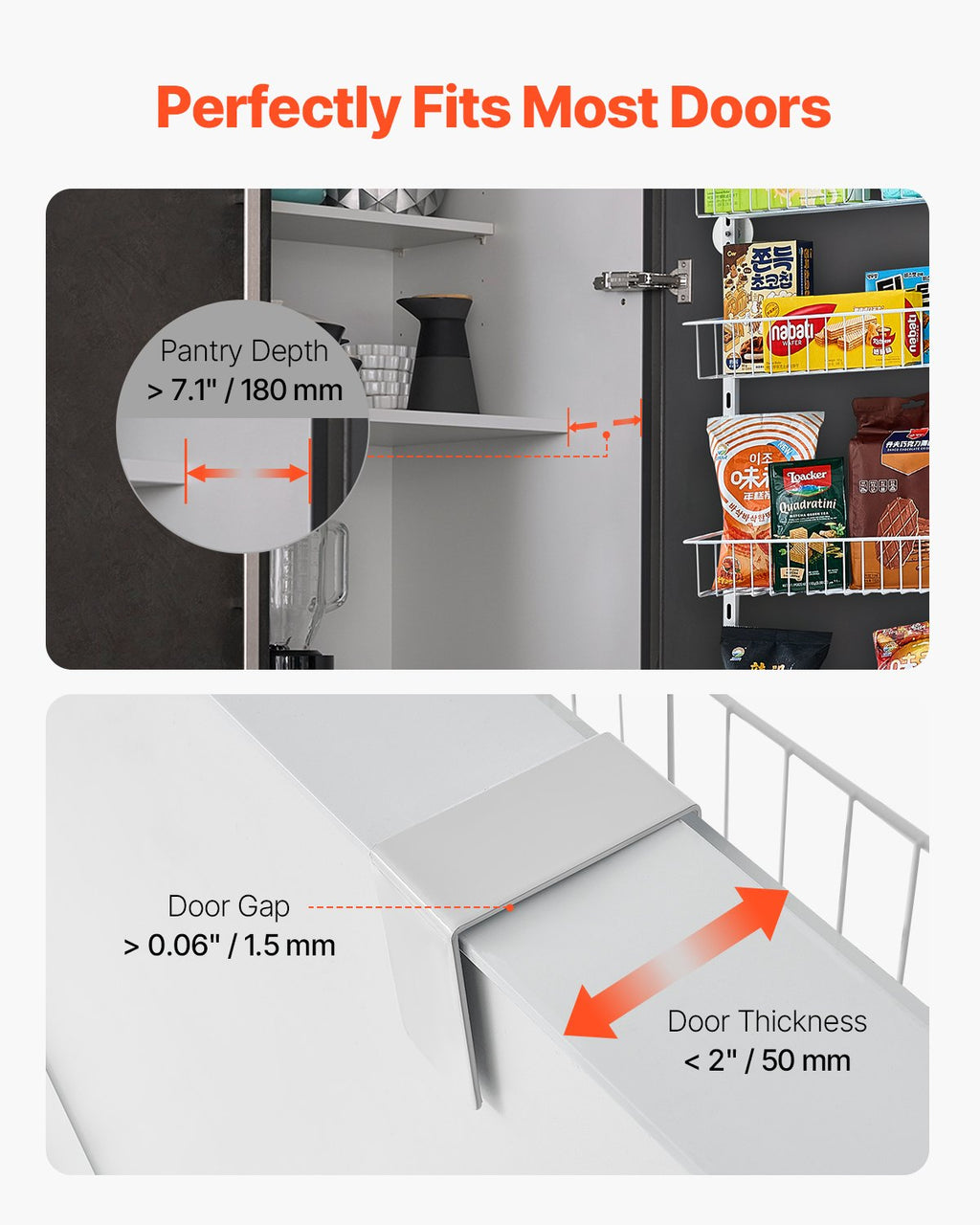 Over the Door Pantry Organizer, 6-Tier Pantry Organization and