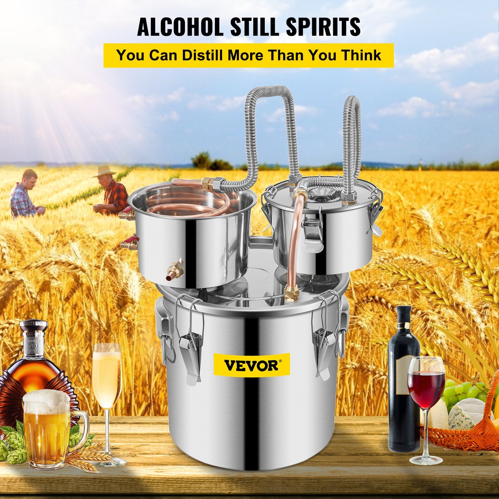 Still Distiller 5Gal 21L Stainless Steel Water Distiller Copper Tube
