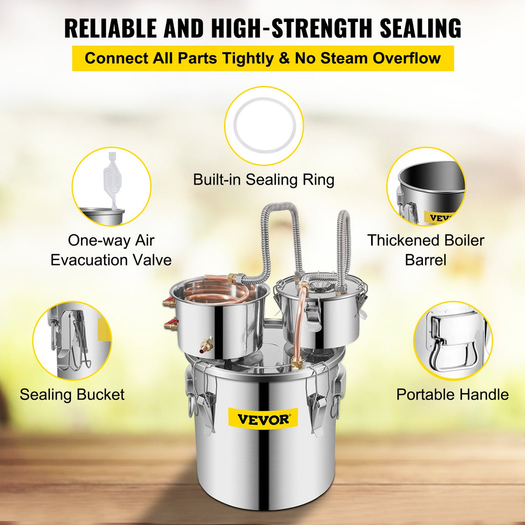 Still Distiller 5Gal 21L Stainless Steel Water Distiller Copper Tube