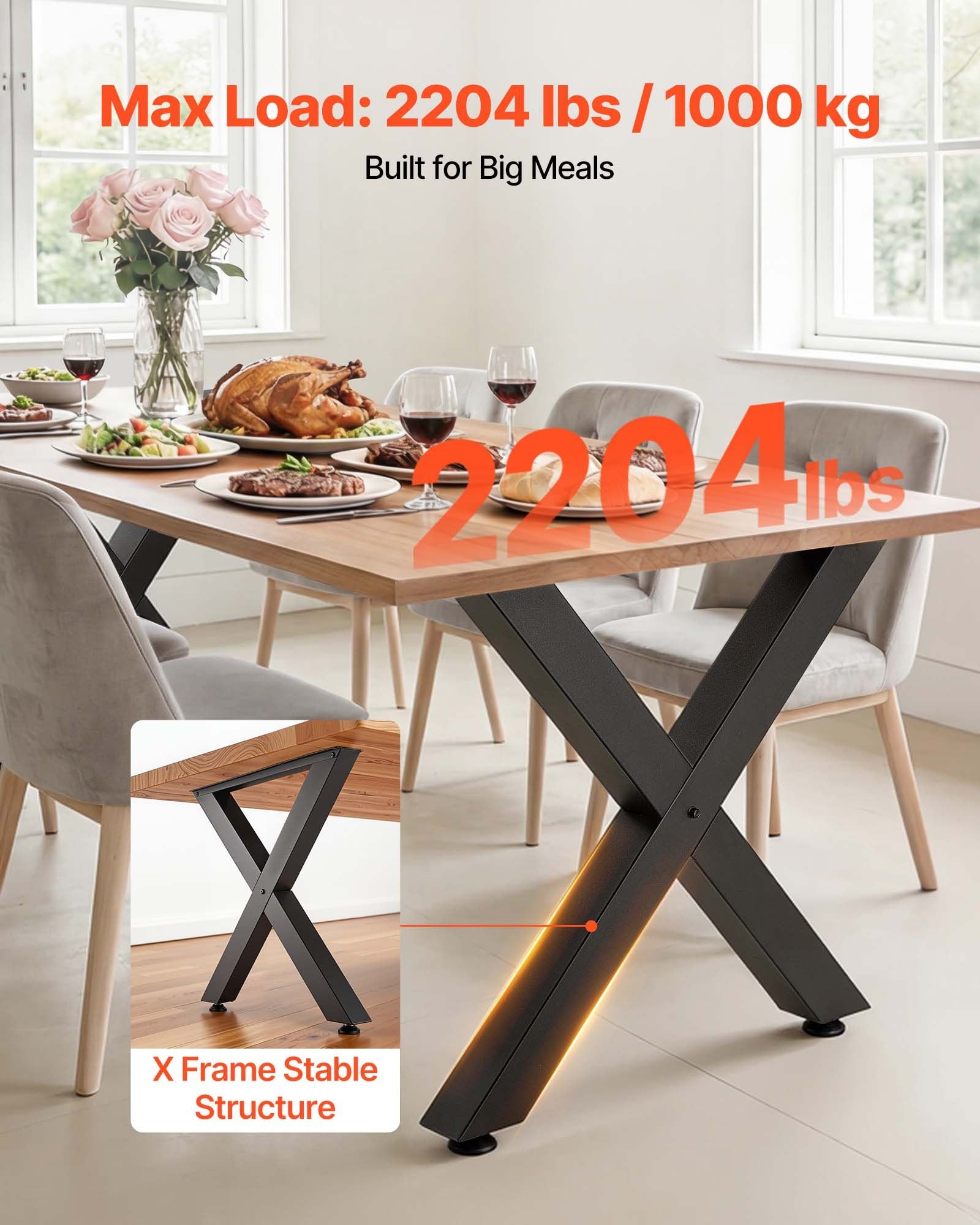 Table Legs, 750 x 760 mm (HxW) W Steel Furniture Legs, Modular Design,