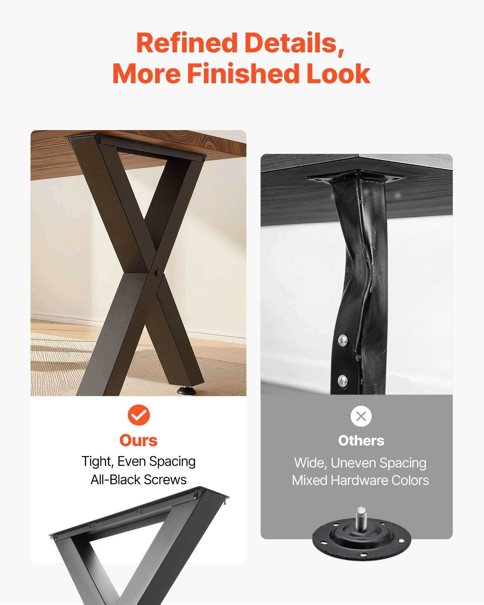 Table Legs, 750 x 760 mm (HxW) W Steel Furniture Legs, Modular Design,