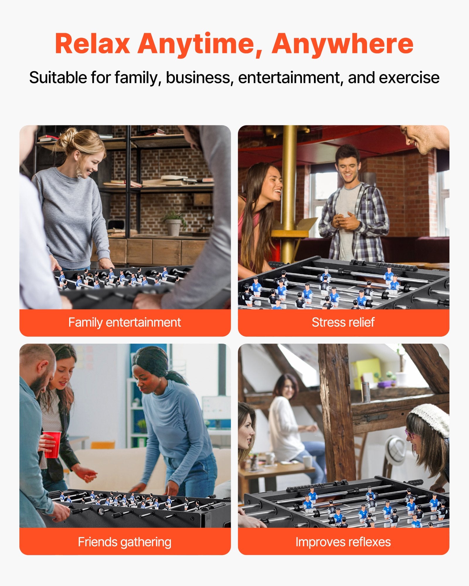 Foosball Table, 121 cm Standard Size Table, Indoor Full Size Foosball